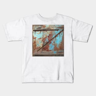 Primitive Western Country Barn Door Rustic Turquoise Barnwood Kids T-Shirt